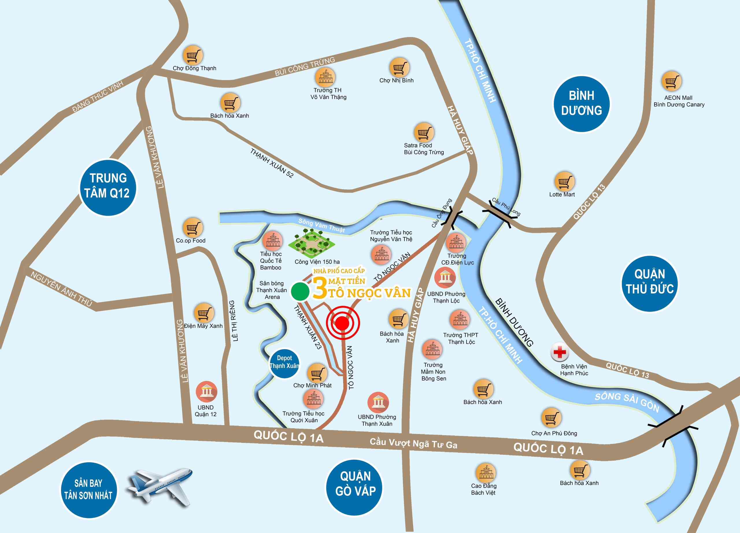 Vị trí dự án nhà phố The Sol - Tô Ngọc Vân, Quận 12