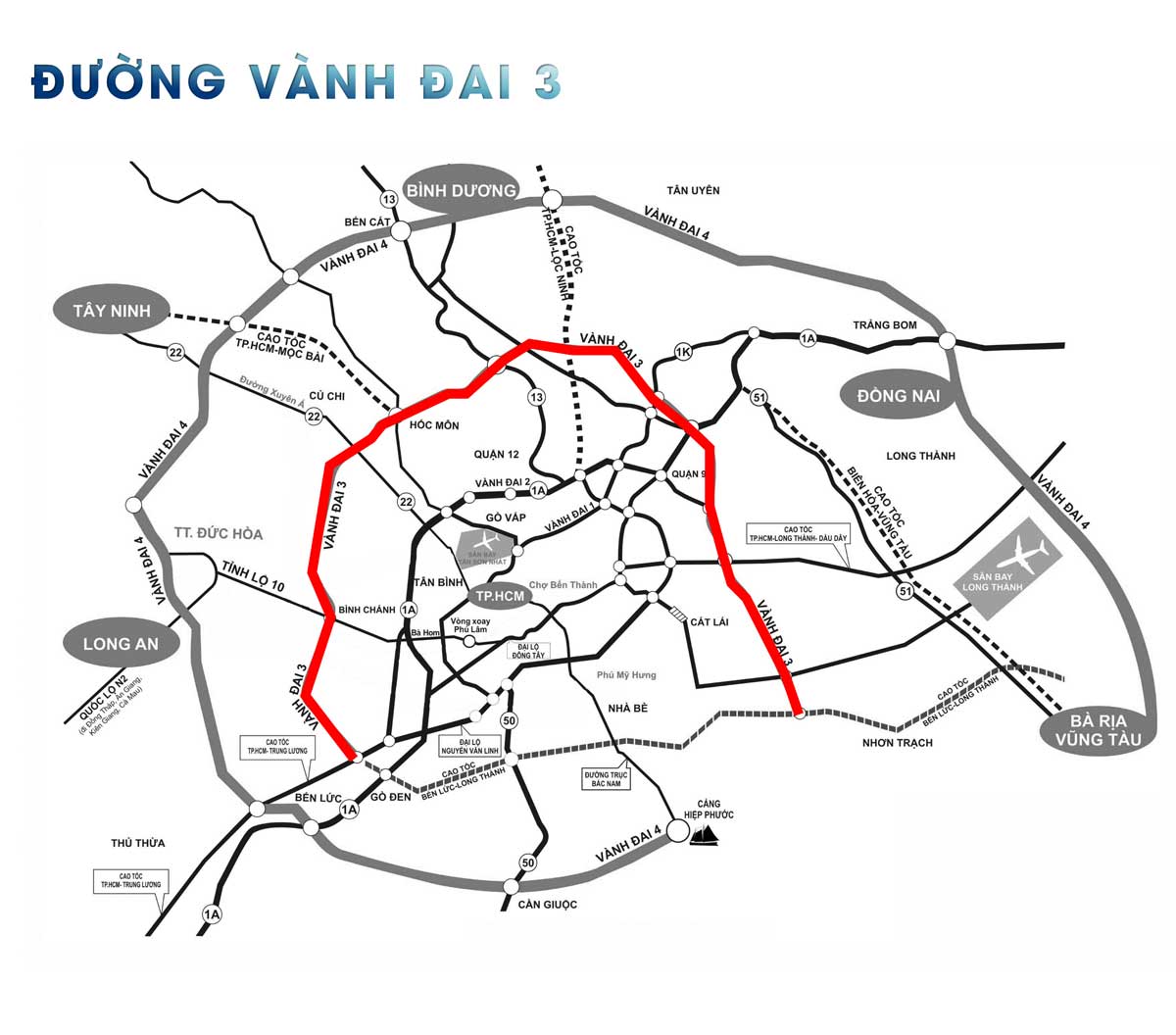 Vành Đai 3 Tháng 6/2023 khởi công - Chi tiết các phân đoạn Đường Vành Đai 3 đi qua dự án 9X an Sương