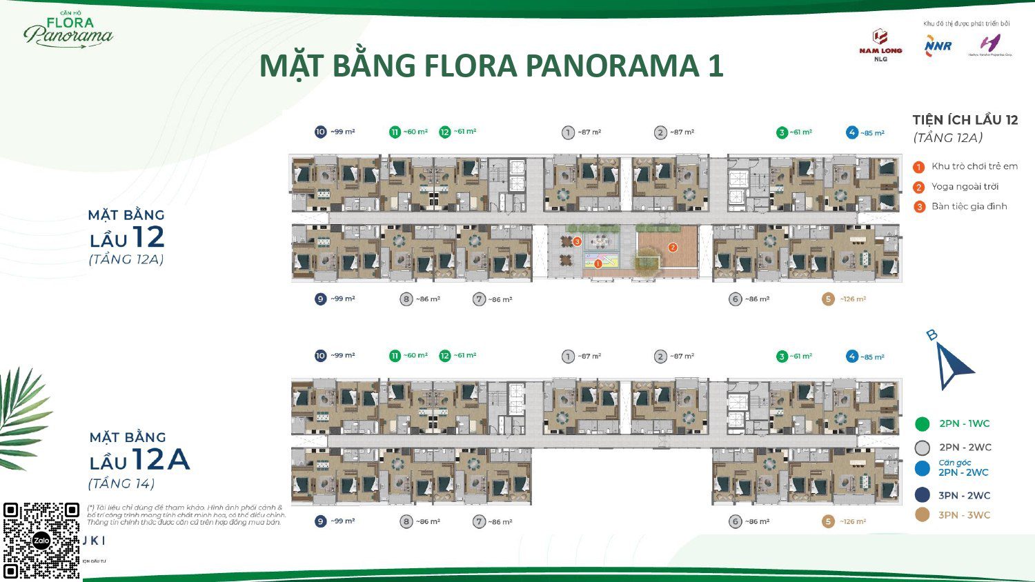 Mặt bằng căn hộ Flora Panaroma 1 từ tầng 3 đến 12