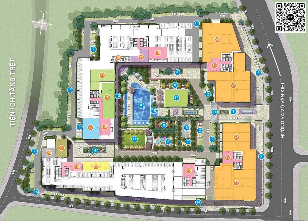 Mặt bằng chi tiết tiện ích tầng 1 dự án Akari City Nam Long