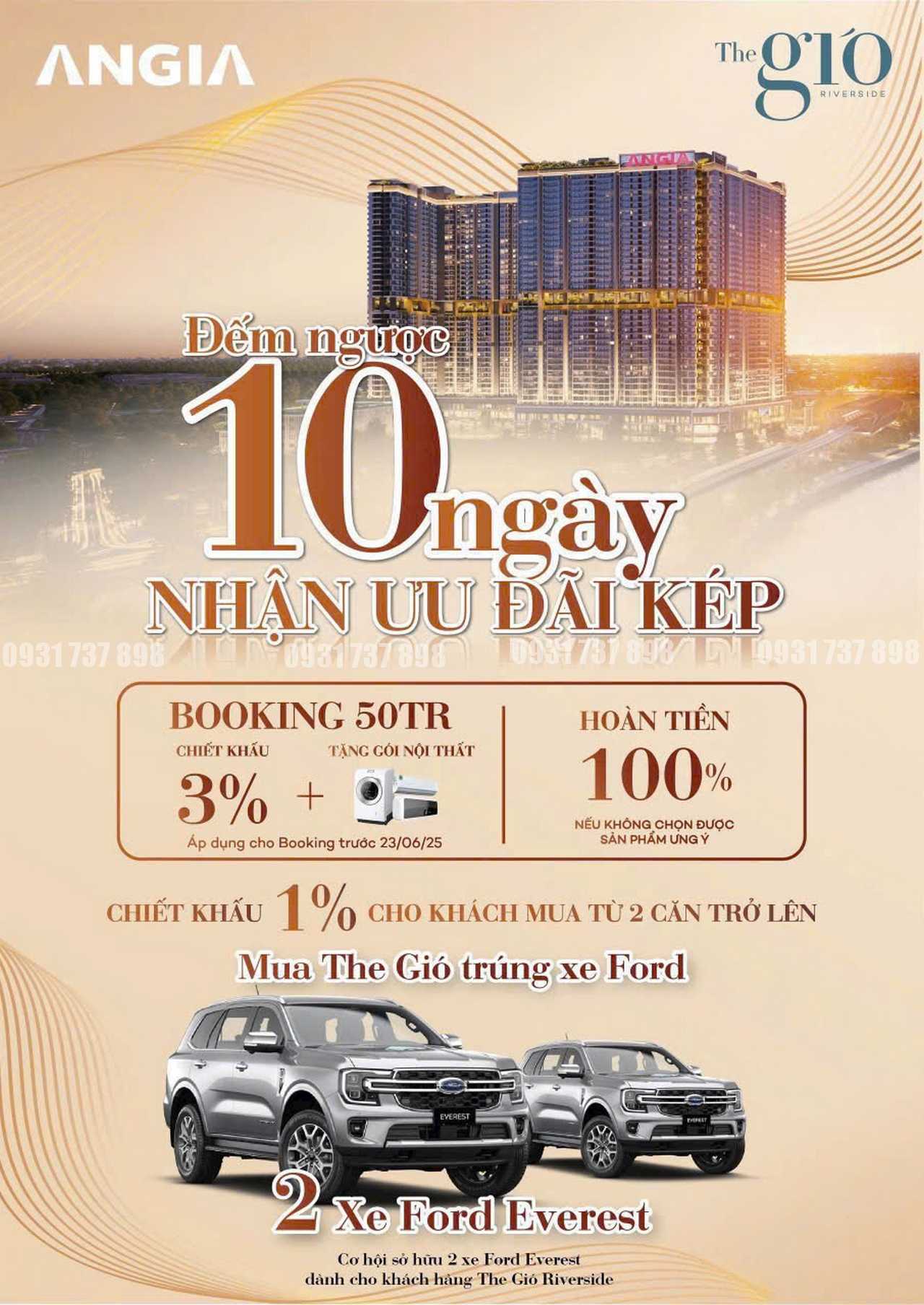 The Gió Riverside The Gió Riverside chính thức nhận booking 50 triệu/căn khách chuyển cọc được Chiết Khấu 3% & gói quà tặng điện máy. Không chọn sản phẩm ưng ý? – An Gia hoàn 100% tiền booking.