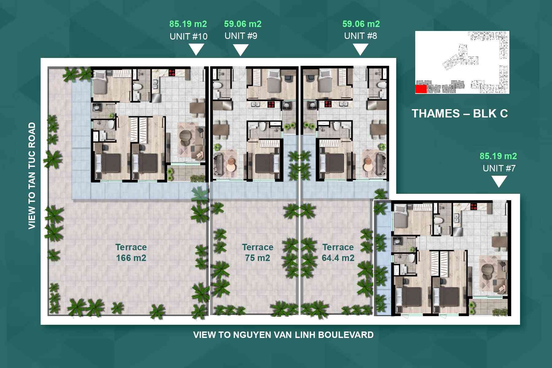 Thiết kế căn hộ sân vườn diện tích 64m2, 75m2, 166m2 dự án West Gate Bình Chánh