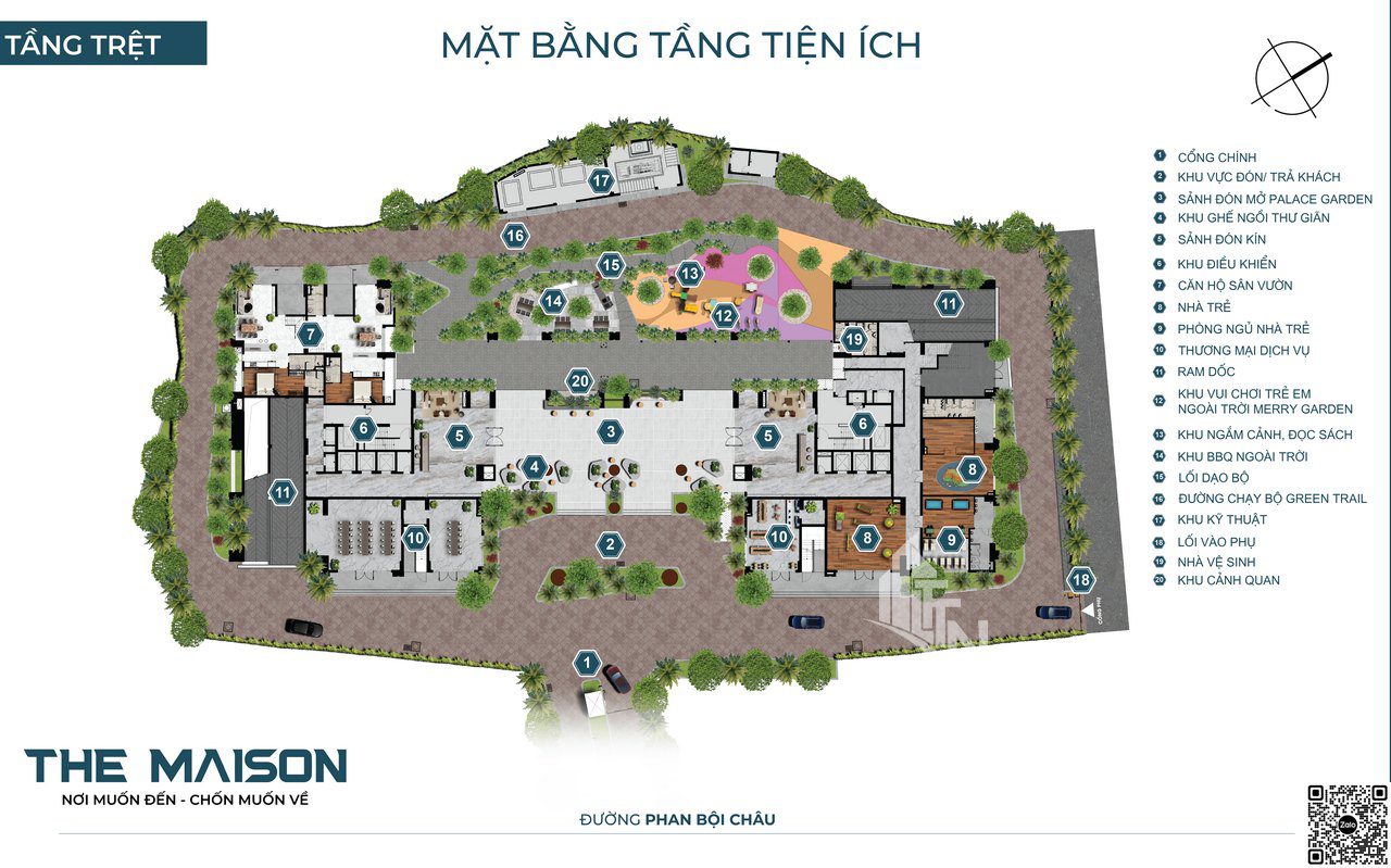 Mặt bằng chi tiết tiện ích nội khu dự án The Maison Bình Dương