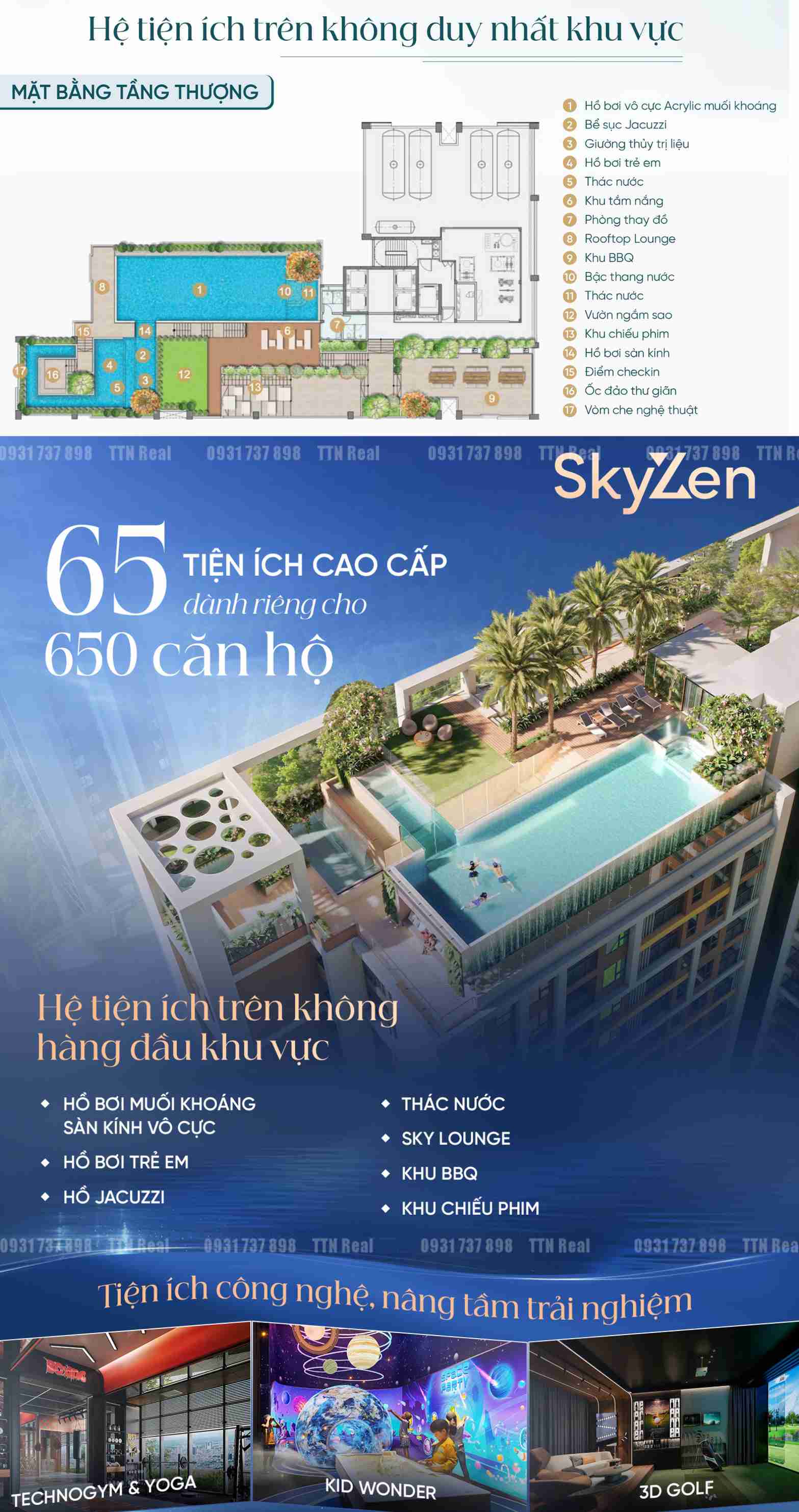 Picity Sky Park – Sky Zen Mặt bằng chi tiết tiện ích tầng thượng căn hộ SkyZen – Phân khu cao cấp nhất Picity Sky Park ngay đại lộ Phạm Văn Đồng.