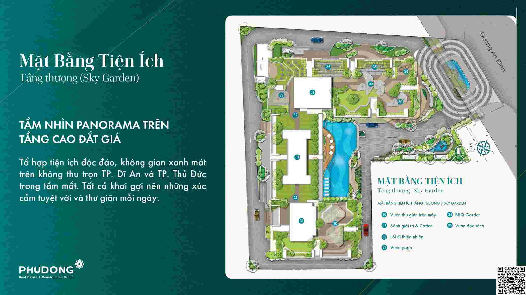 Chi tiết tiện ích bố trị tầng thượng có tại Phú Đông Sky Garden