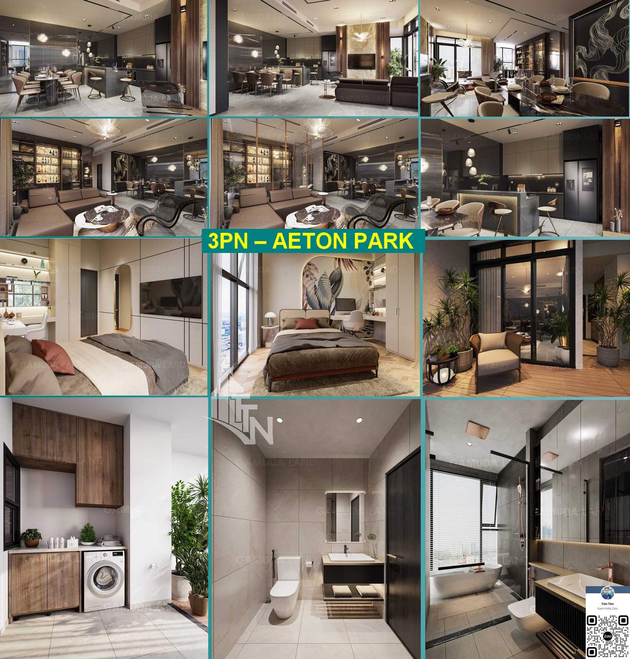Phối cảnh căn hộ mẫu 3 phòng ngủ dự án Eaton Park By Gamuda Mai Chí Thọ