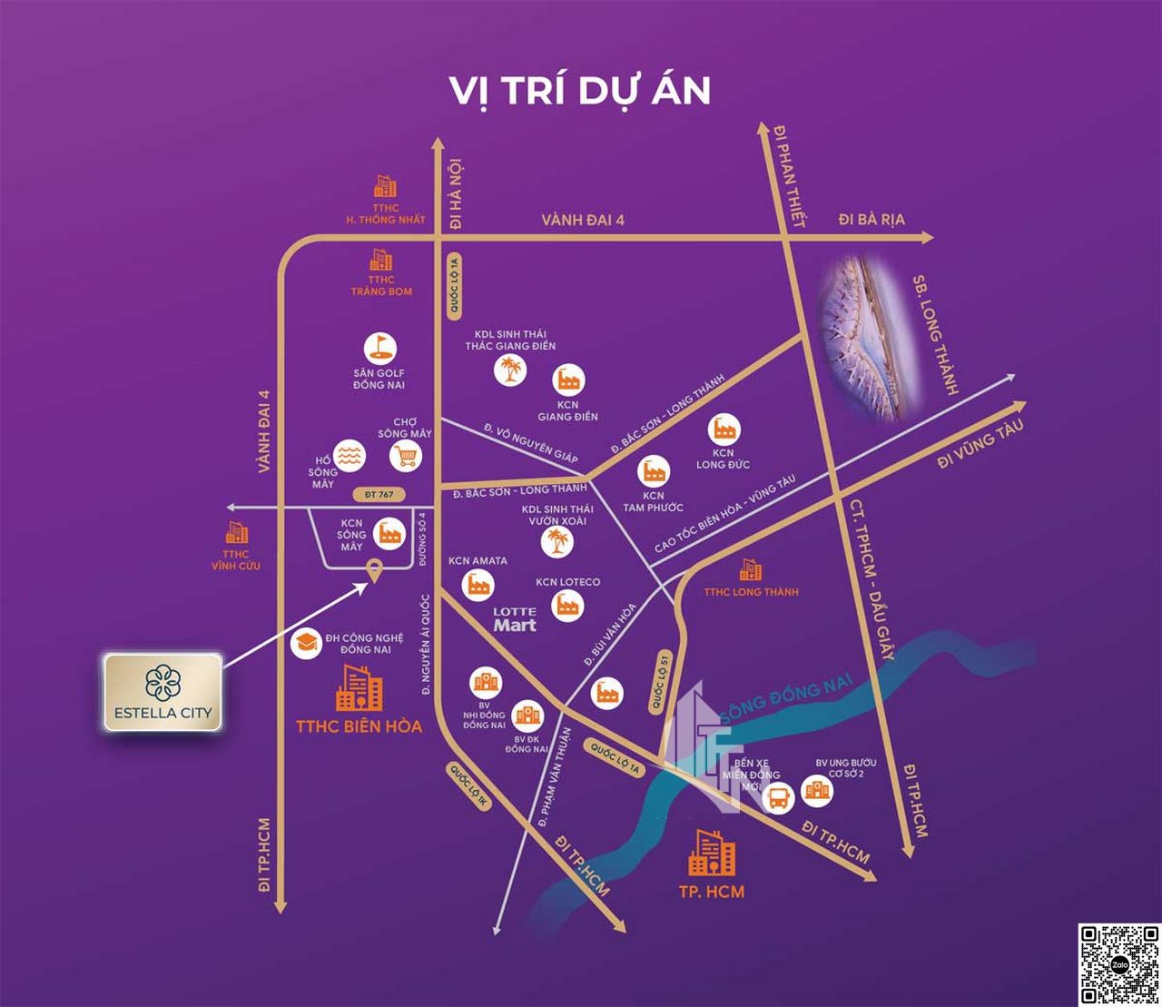Vị trí Dự án Estella City nằm trong khu đô thị – công nghiệp Sông Mây, có tổng quy mô lên đến 473 ha và nằm ngay kế bên thành phố Biên Hòa