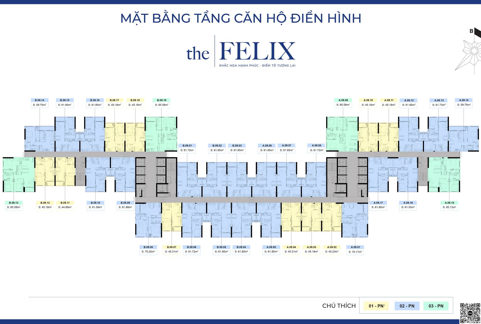 Mặt bằng tầng điển hình căn hộ dự án chung cư The Felix Thuận An