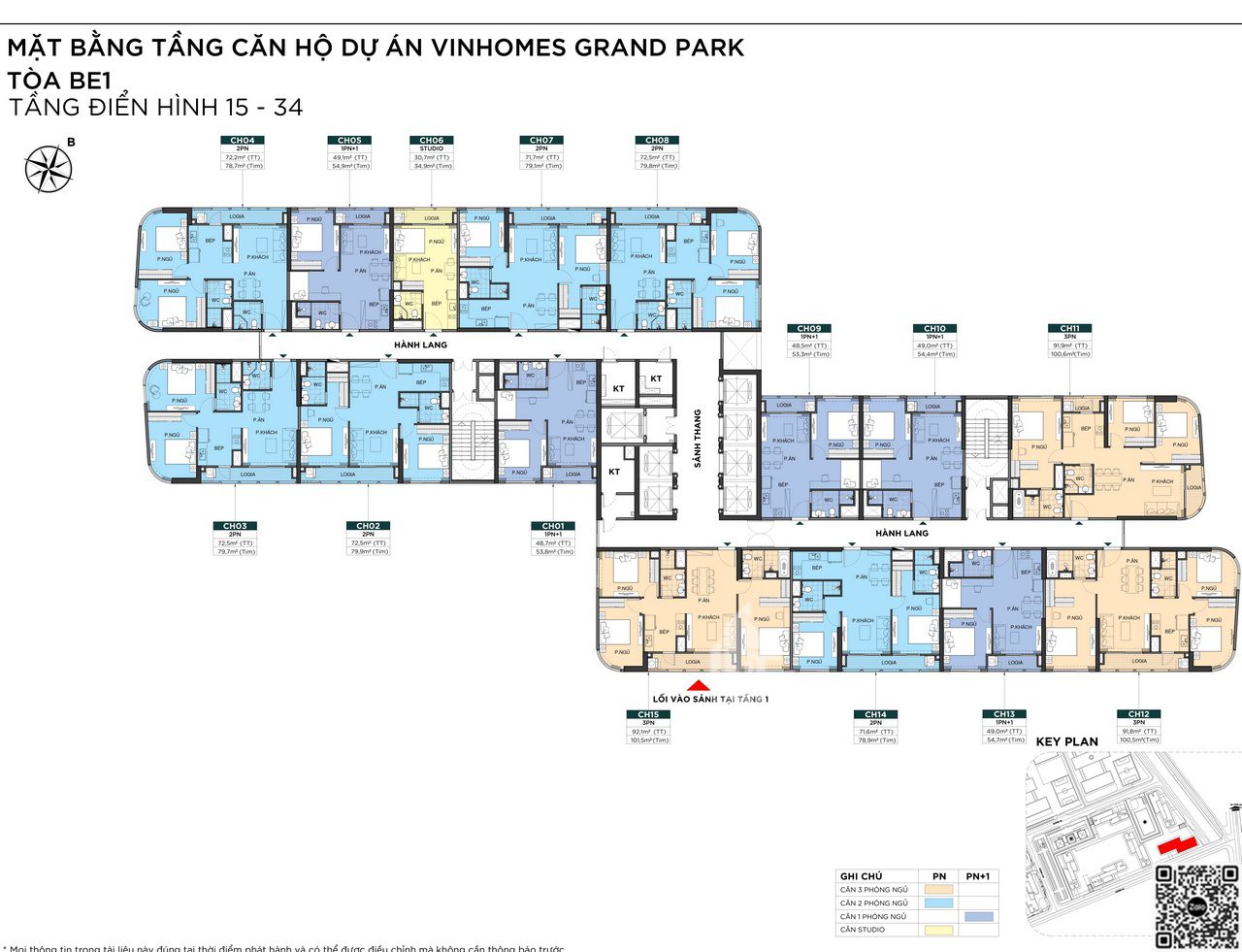 Mặt bằng tầng điển hình căn hộ dự án The Beverly – Vinhomes Grand Park