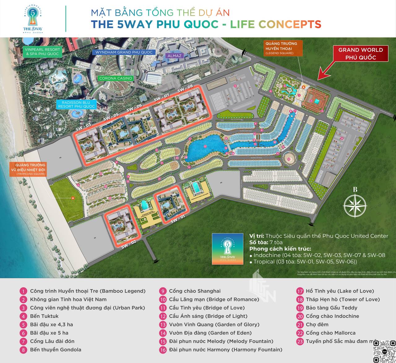 Mặt bằng tổng thể dự án The 5Way Phú Quốc