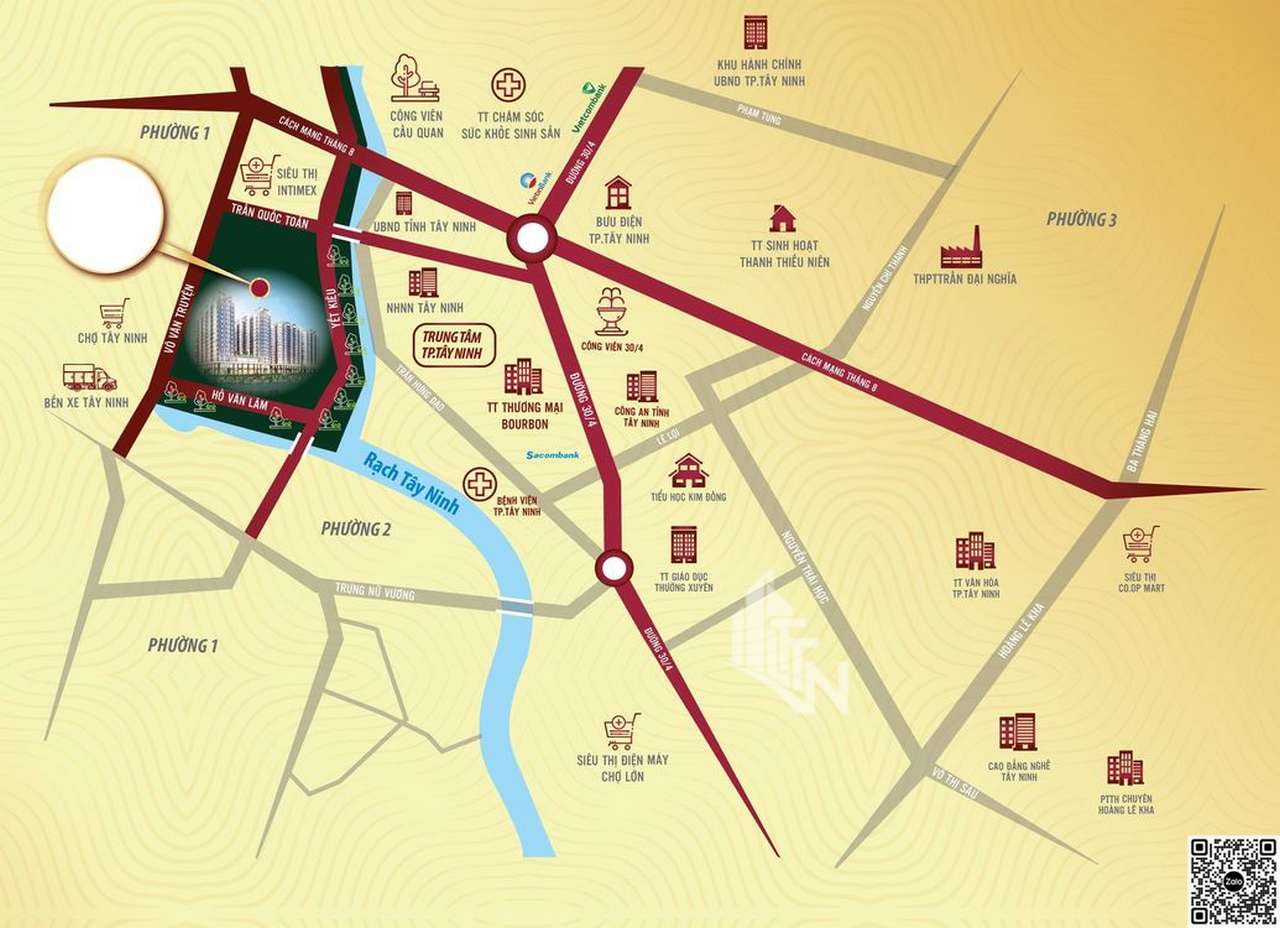 Vị trí dự án Golden City tọa lạc tại Phường 2, TP. Tây Ninh, Tỉnh Tây Ninh