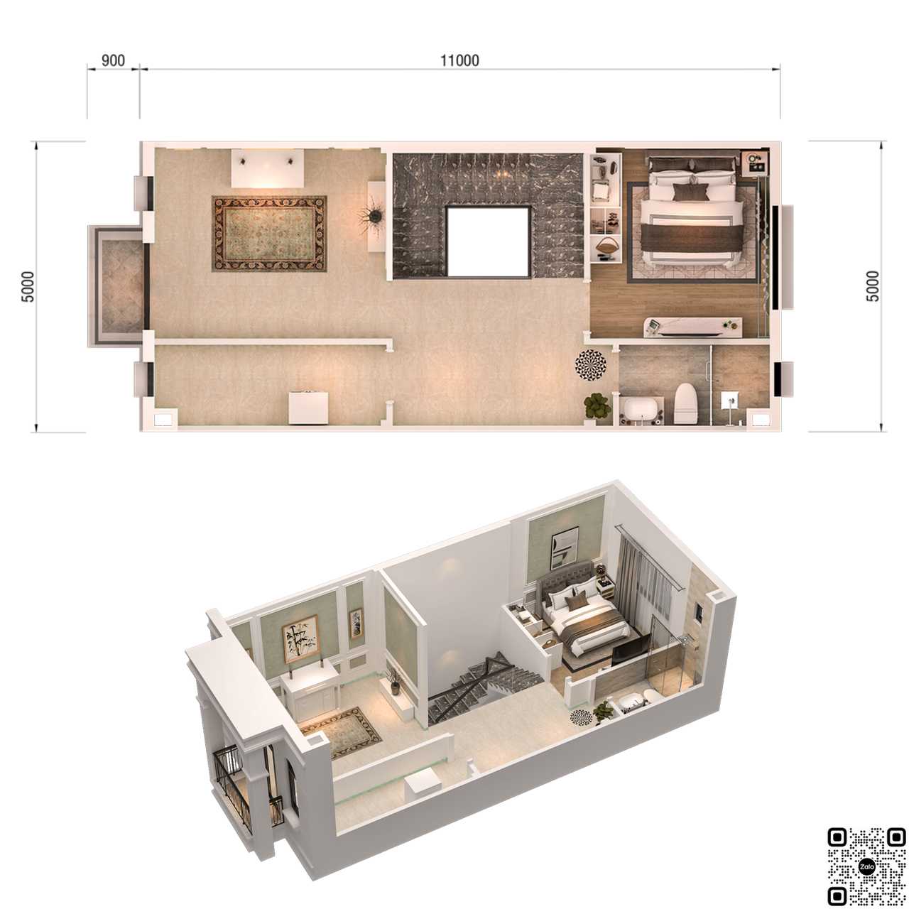 Thiết kế chi tiết tầng 3 nhà phố liền kề dự án Phước Điền Midtown