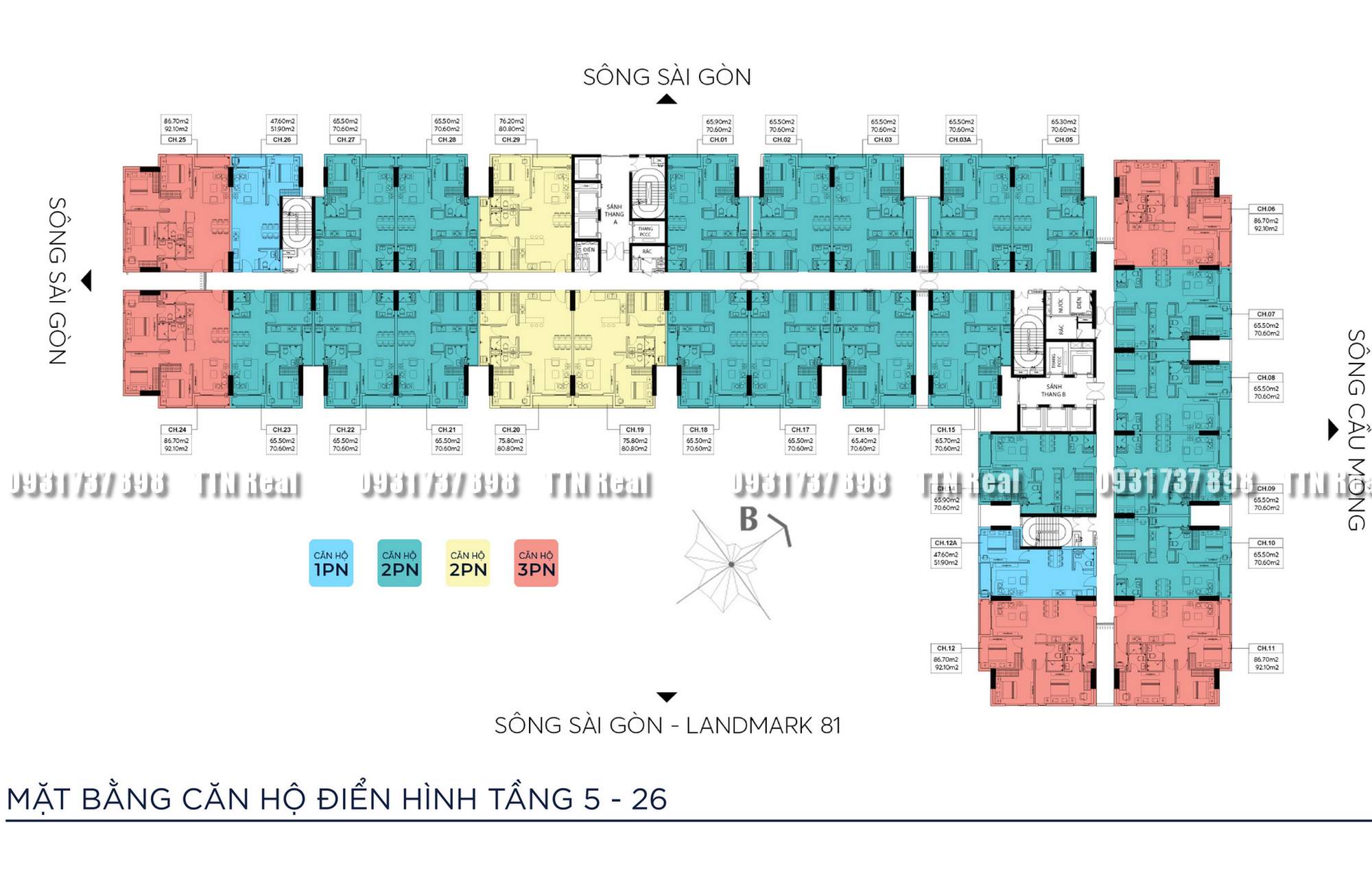 Mặt bằng căn hộ điển hình tầng 5 đến 26 dự án chung cư Symlife Thuận An Bình Dương