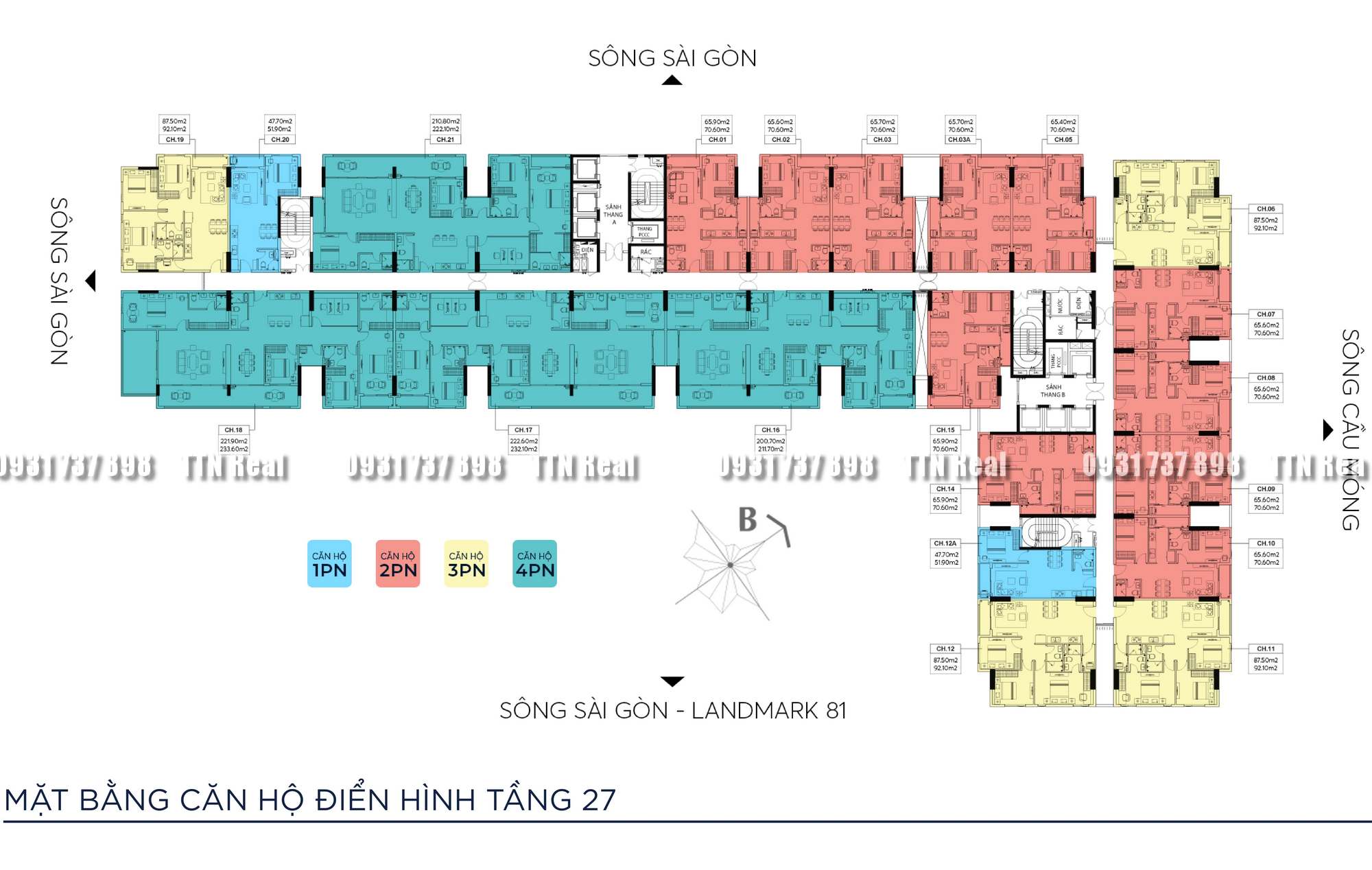 Mặt bằng căn hộ điển hình tầng 27 dự án chung cư Symlife Thuận An Bình Dương