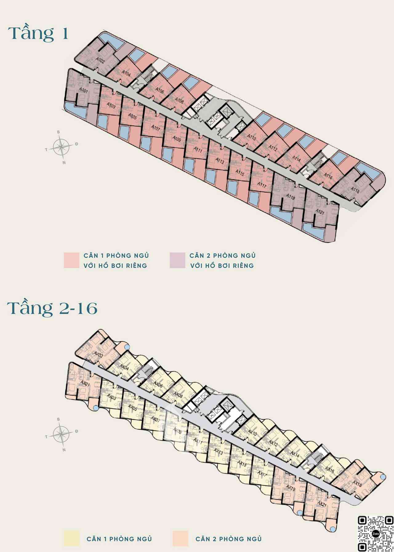 Mặt bằng chi tiết tầng căn hộ tòa A dự án Ixora Hồ Tràm by Fusion