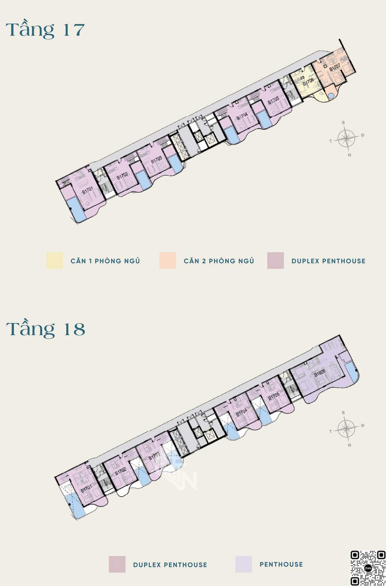 Mặt bằng chi tiết tầng căn hộ tòa BEACHFRONT dự án Ixora Hồ Tràm by Fusion