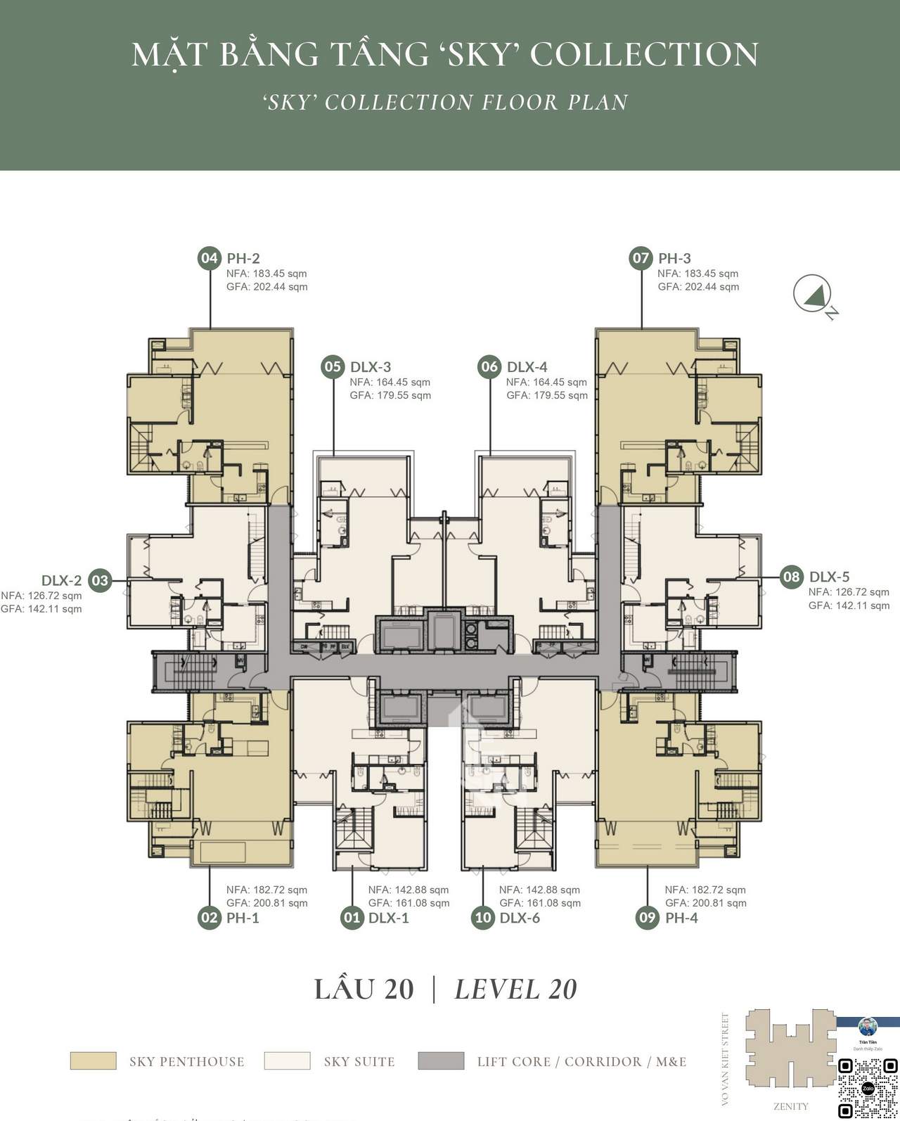 Mặt bằng tầng điển hình SKY PENTHOUSE cao cấp Zenity CapitaLand Quận 1. Dự án đã bàn giao Quý 4/2023