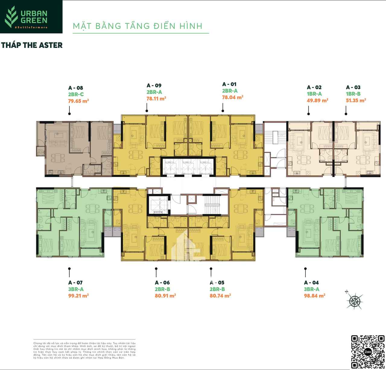 Urban Green Mặt bằng tầng điển hình căn hộ Tháp Aster (A) dự án Urban Green Thủ Đức