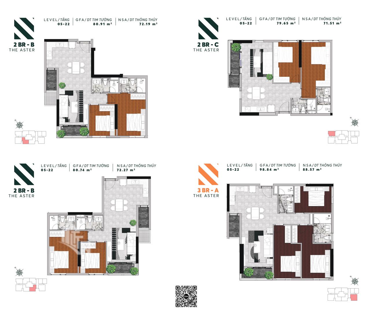 Thiết kế chi tiết căn hộ Tháp The ASTER (A) tầng 5 đến 22 dự án Urban Green Thủ Đức