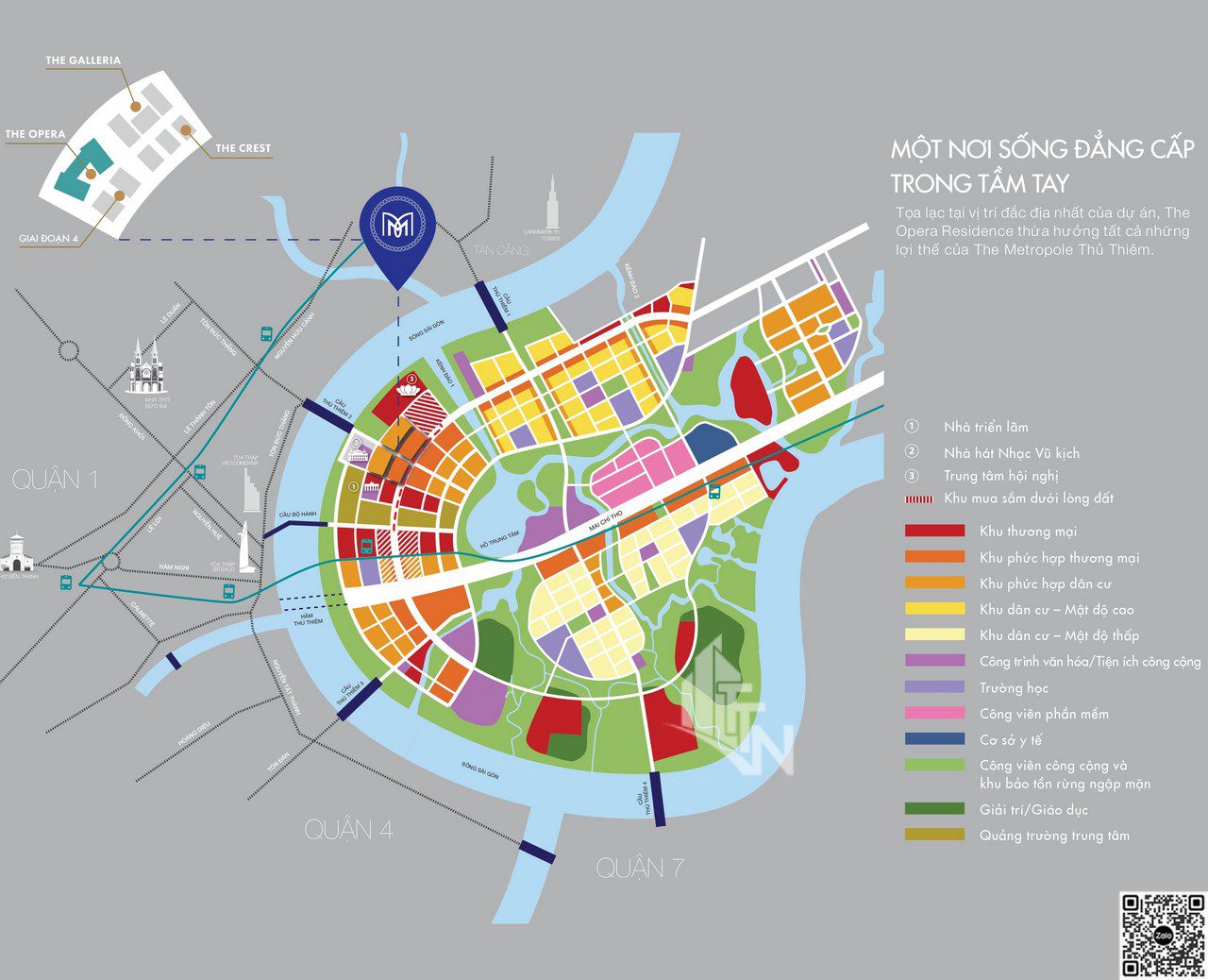 The Metropole thuộc phân khu chức năng số 1 trong quy hoạch KĐT Thủ Thiêm