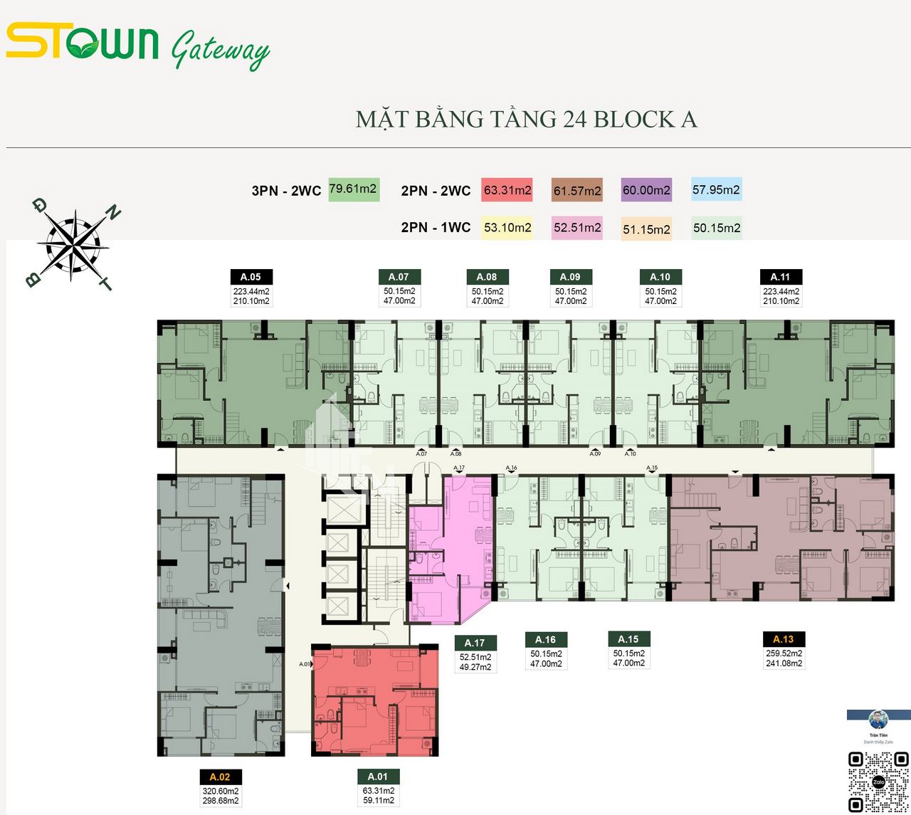 Mặt bằng tầng điển hình căn hộ Block A dự án Stown Gateway Thuận An Bình Dương