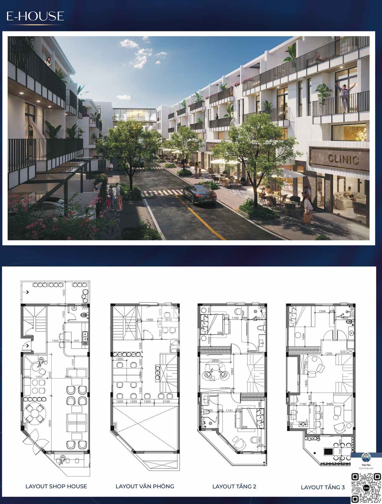 Thiết kế mẫu căn nhà phố (Shophouse) E-House dự án The Larita Bến Lức Long An.