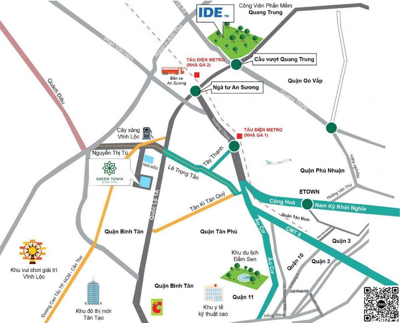 vị trí dự án Green Town Bình Tân