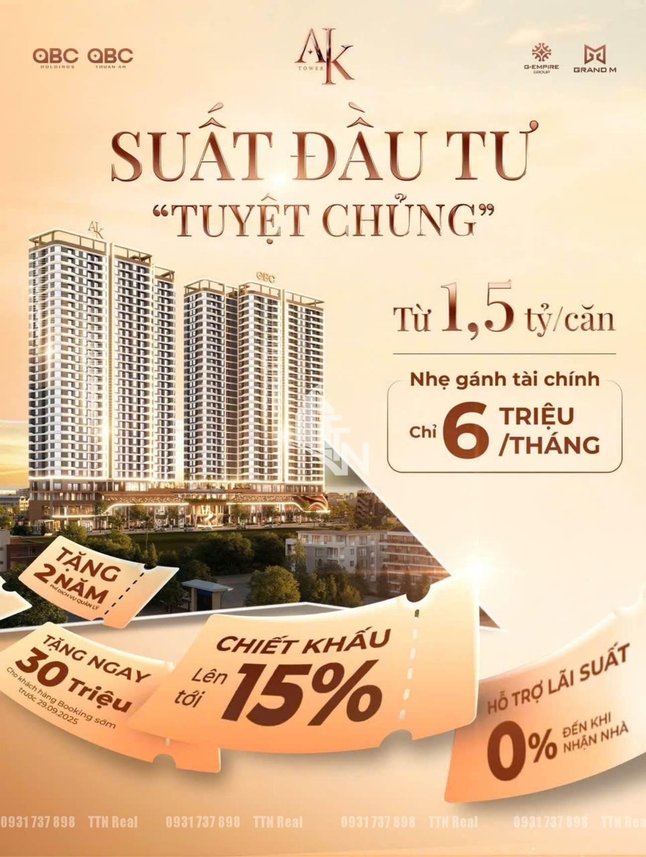 6 triệu/tháng mua căn hộ A&K Tower – Suất đầu tư “tuyệt chủng” tại Đông Bắc Sài Gòn Chính thức nhận Booking dự án A&K Tower với giá bán từ 35 triệu/m2 ~ 1,5 tỷ/căn