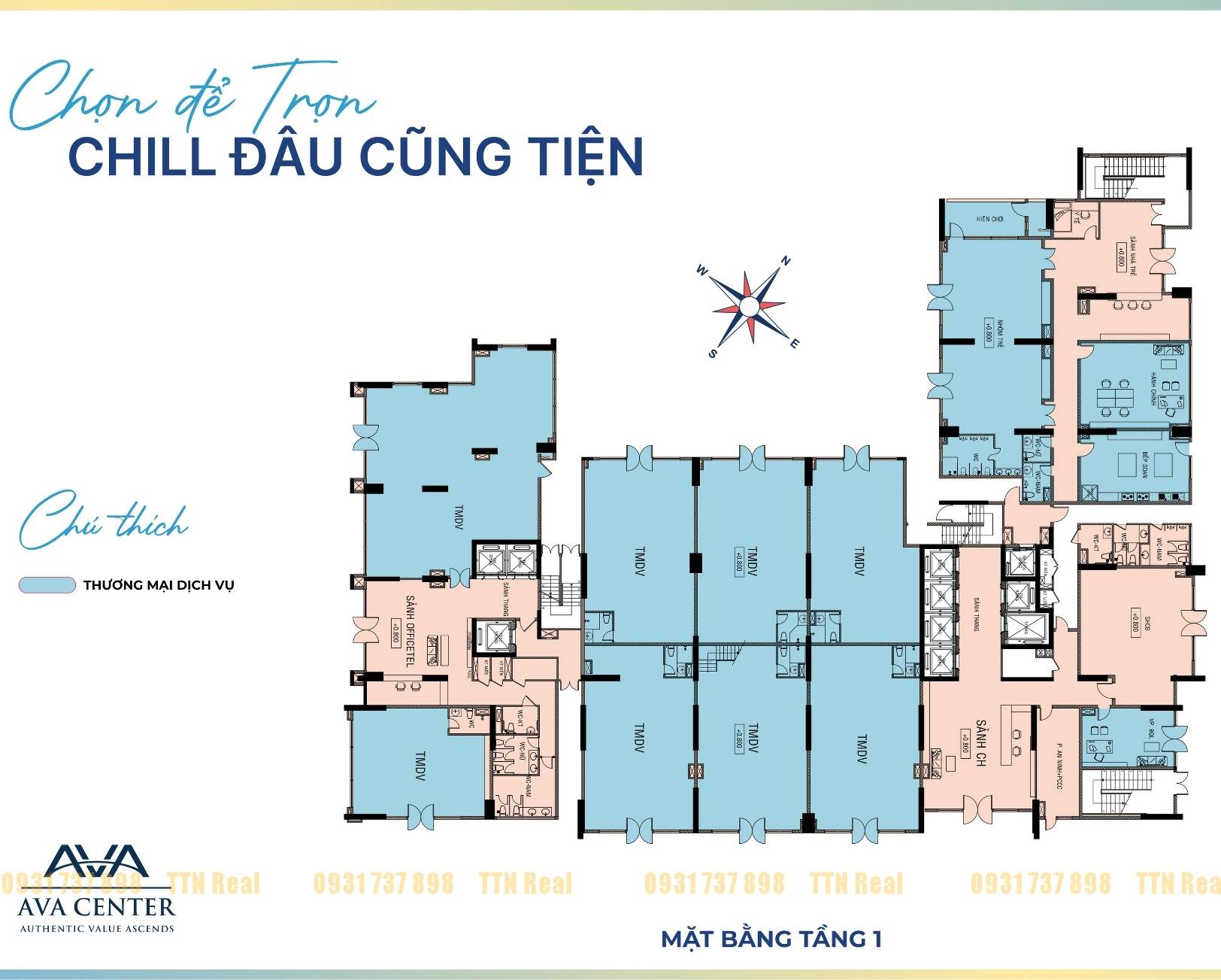 Mặt bằng tầng Thương Mại Dịch Vụ dự án căn hộ trung tâm Ava Center