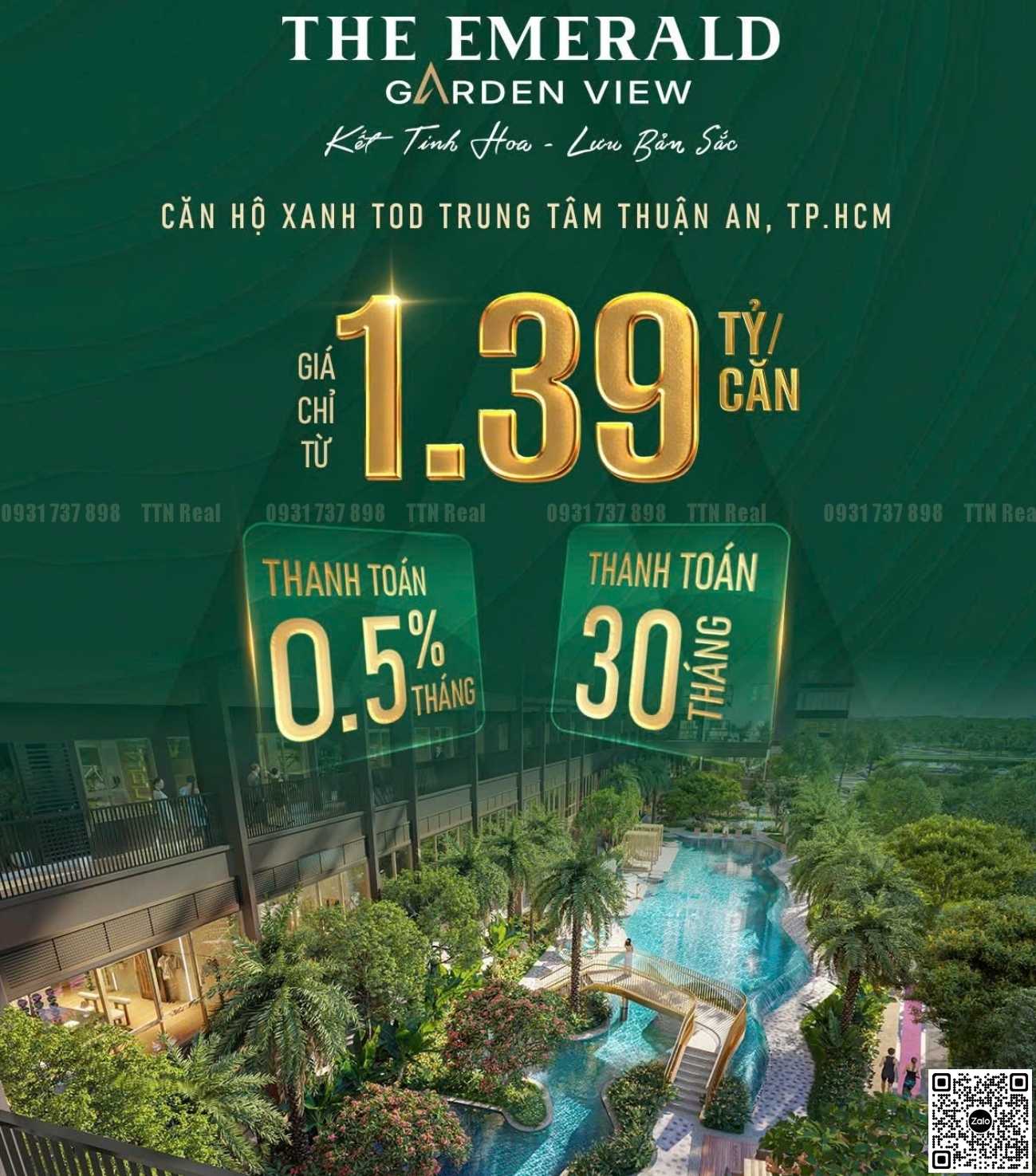Căn hộ The Emerald Garden View có mức giá được xem là gần như “tuyệt chủng” trên thị trường, chỉ từ 1,39 tỷ/ căn, hướng đến khách hàng trẻ mong muốn sở hữu không gian sống xanh, tiện nghi gần trung tâm TP.HCM.