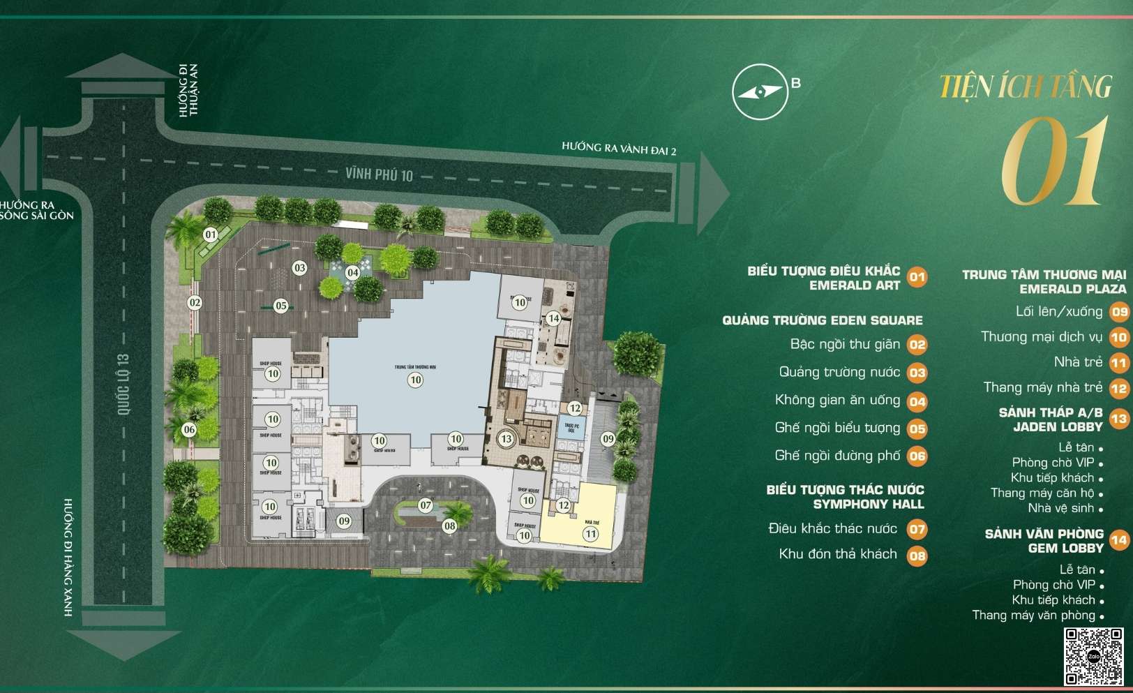mặt bằng tiện ích căn hộ The Emerald Boulevard