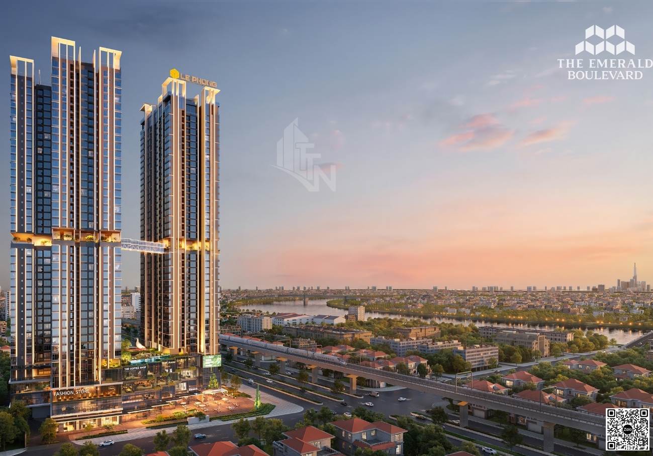 Phối cảnh Dự án The Emerald Boulevard tọa lạc mặt tiền đường Quốc Lộ 13 (thuộc phường Vĩnh Phú, TP. Thuận An, tỉnh Bình Dương cũ) nay thuộc P. Bình Hòa, TP.HCM