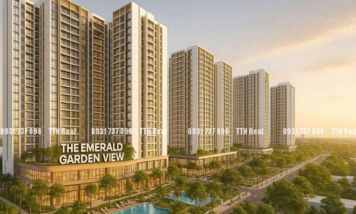 Phối cảnh tổng thể dự án The Emerald Garden View viên Ngọc Lục Bảo hiện thực hóa chất sống tinh anh.