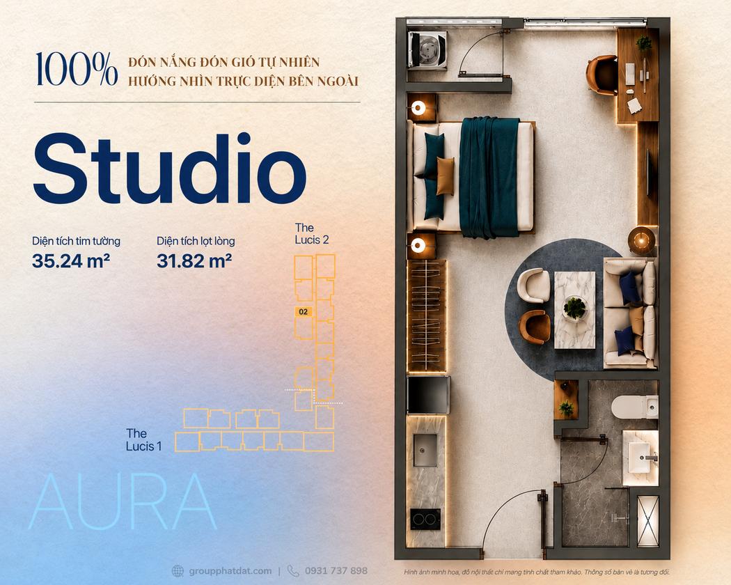 Layout thiết kế căn hộ studio dự án TT Genesis Nhà Bè