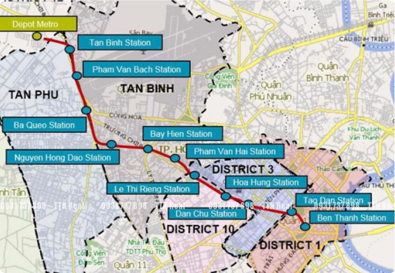 Metro số 2 TP.HCM: Hoàn thành giải phóng mặt bằng, chính thức bước vào giai đoạn khởi công 2025 Sơ đồ tuyến và các ga của dự án metro số 2 Bến Thành - Tham Lương