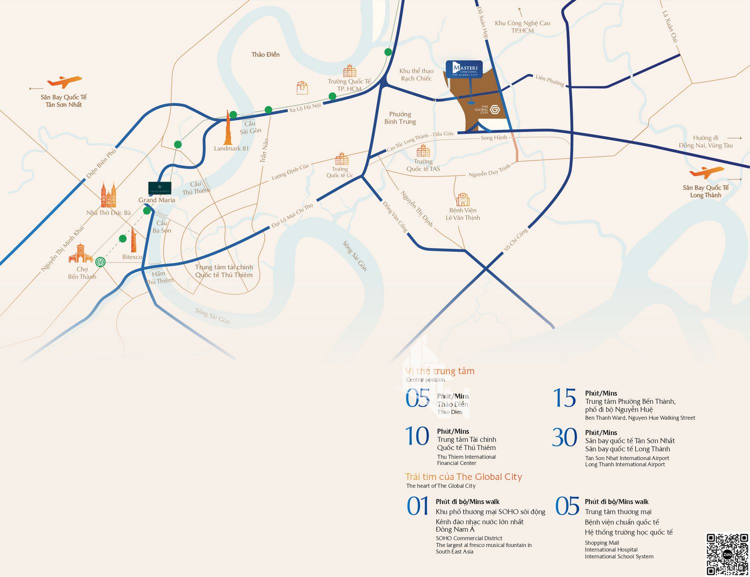 Masteri Cosmo Central Vị trí dự án Masteri Cosmo Central – The Global City Đỗ Xuân Hợp dễ dàng di chuyển đến các trung tâm hành chính trong khu vực