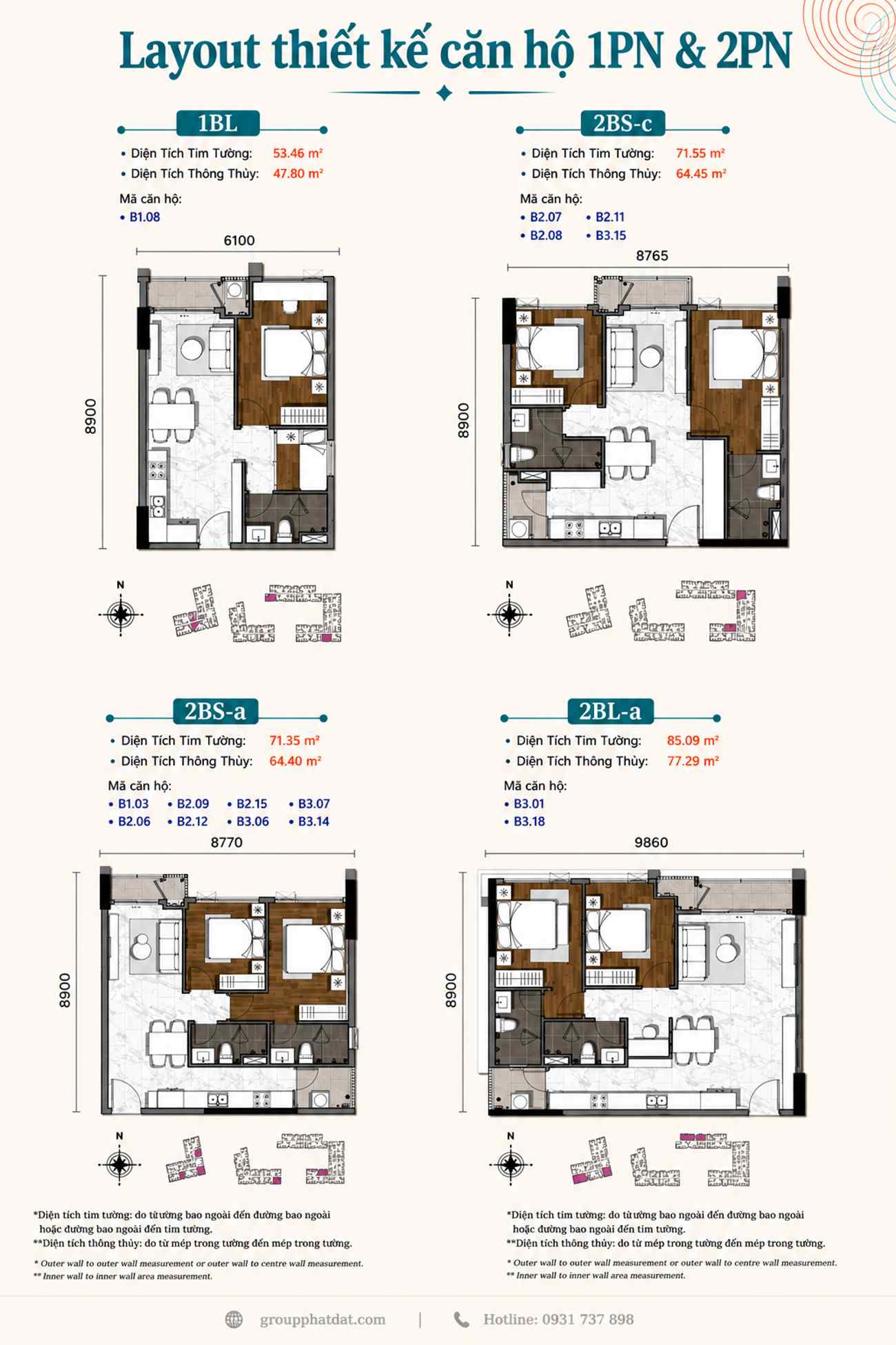 Layout mẫu thiết kế căn hộ Gladia Heights