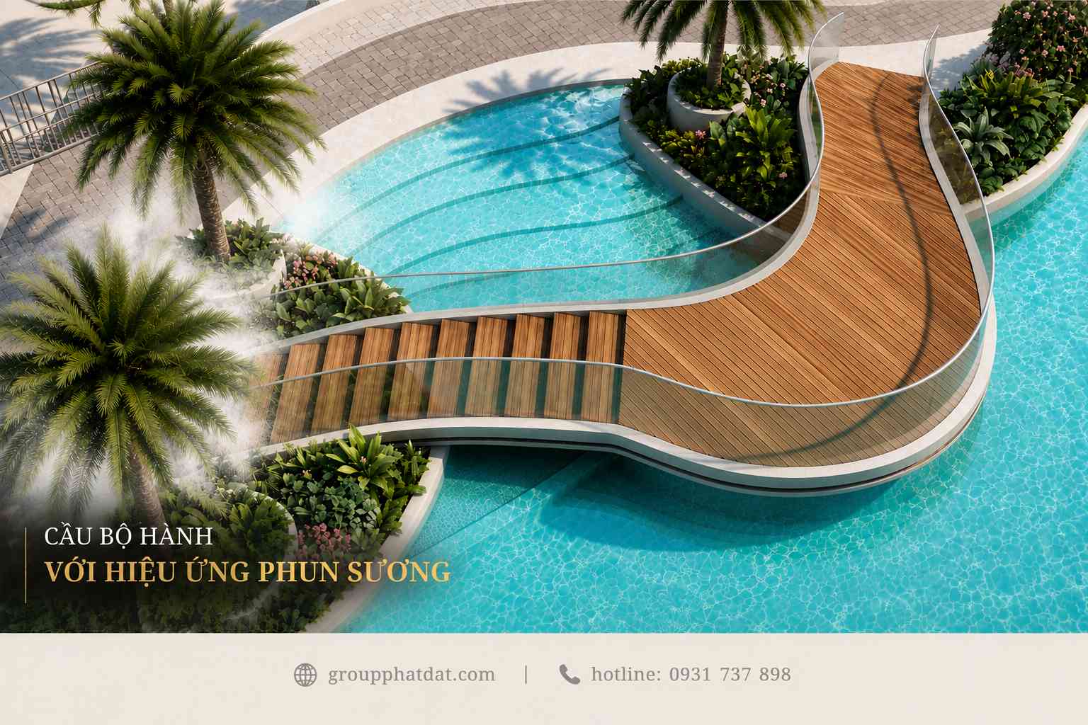Cầu bộ hành hiệu ứng phun sương Gladia Heights