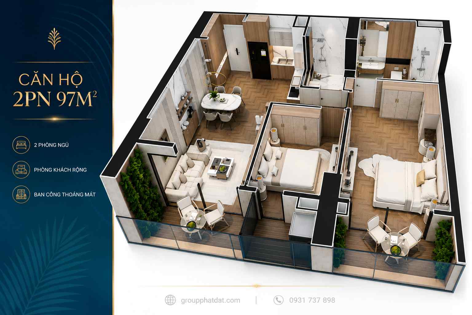Noble Crystal Riverside Mặt bằng căn hộ 1PN noble crystal riverside tòa D The Infiniti