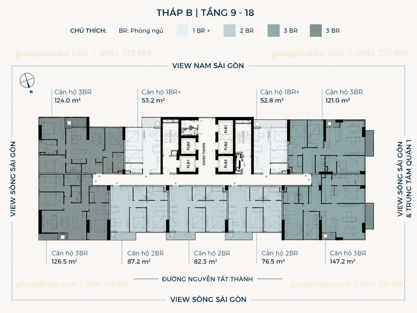 Mặt bằng tầng điển hình Tháp B dự án Lancaster Lincoln Quận 4