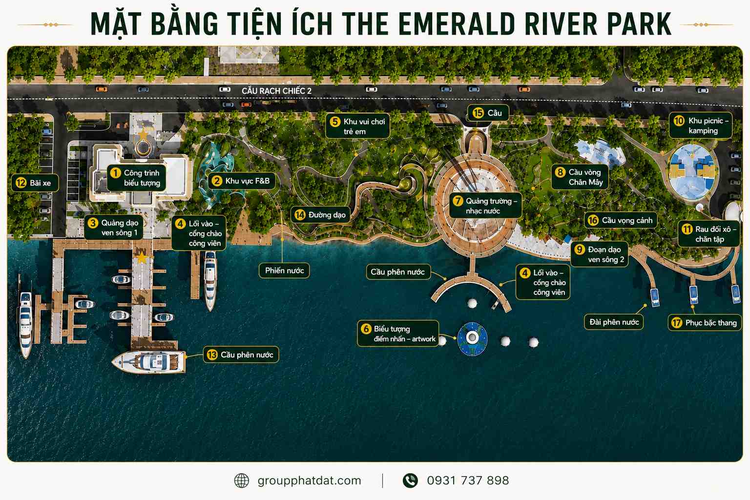 Mặt bằng tổng thể tiện ích the emerald river park