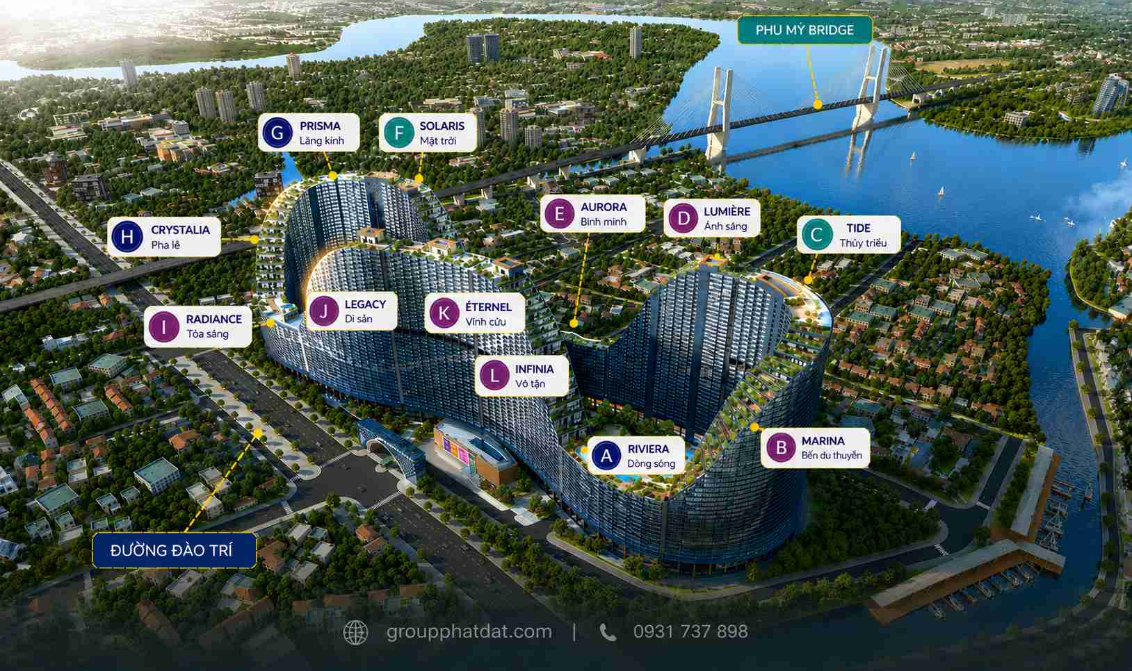 Mặt bằng tổng thể các Block dự án Nobel Crystal Riverside