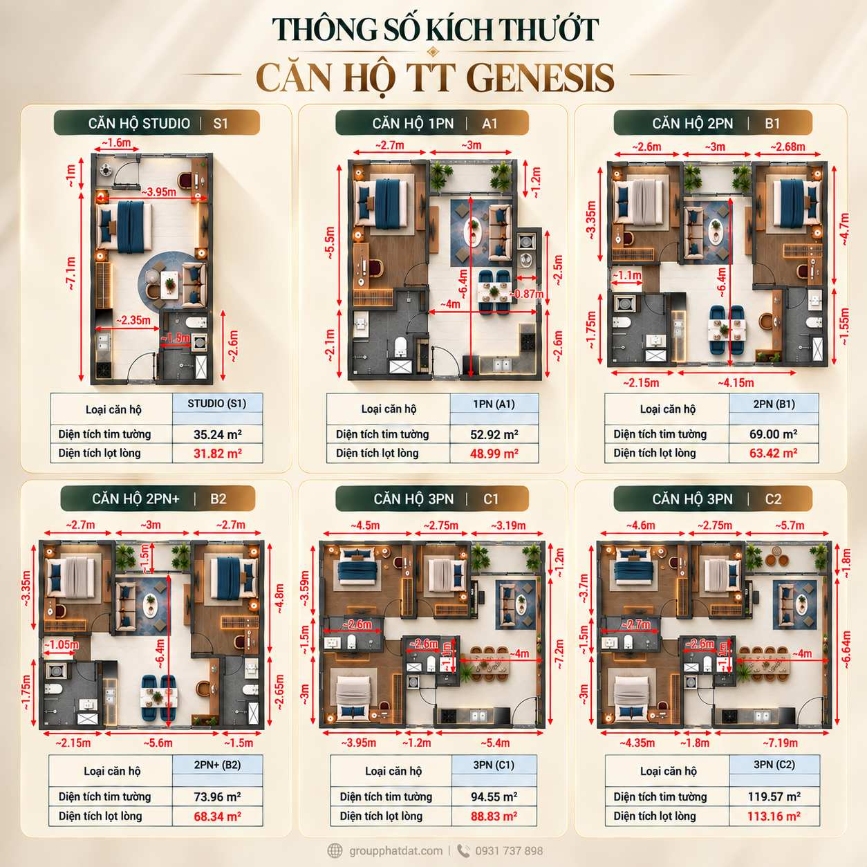 Thông số kích thước căn hộ TT Genesis Nhà Bè