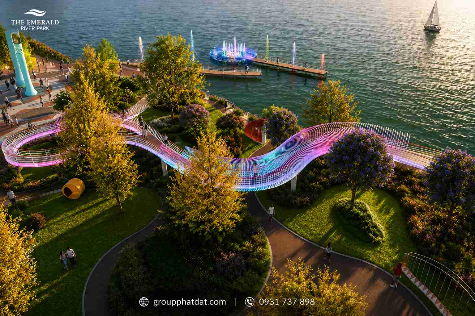 tiện ích cầu vọng cảnh ven sông the emerald river park