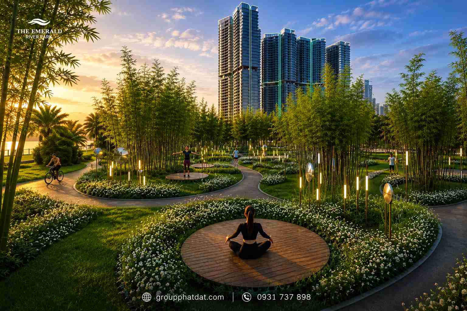 tiện ích vườn thiền đường dạo the emerald river park