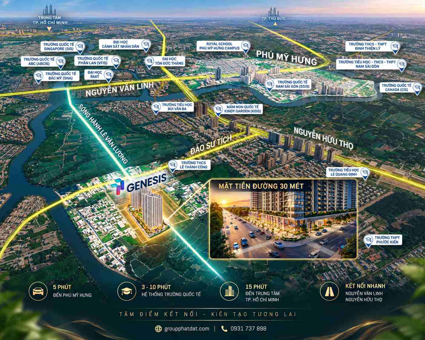 Vị trí kết nối dự án TT Genesis Nhà Bè khu dân cư Đào Sư Tích