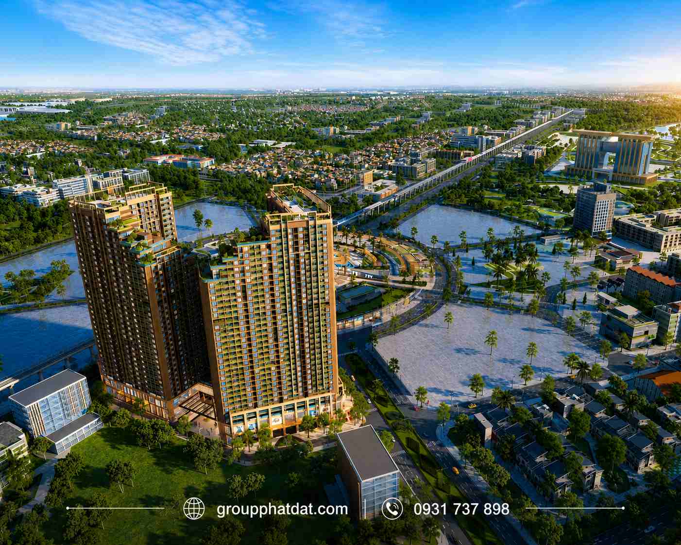 Phối cảnh tổng thể dự án Mekong Grand Plaza với kiến trúc hiện đại