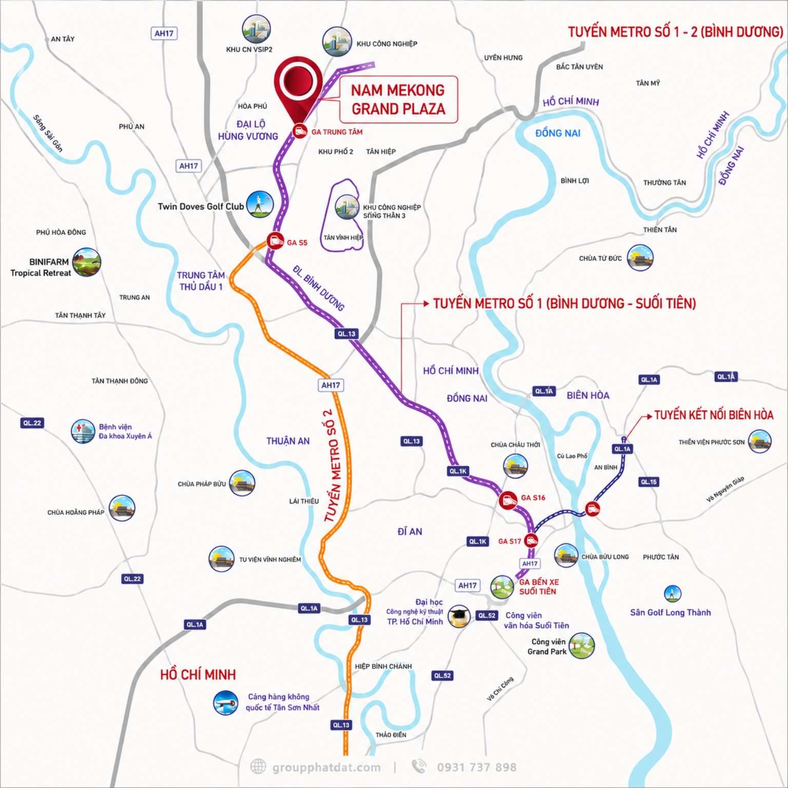 Vị trí dự án Mekong Grand Plaza chủ đầu tư Nam Mekong