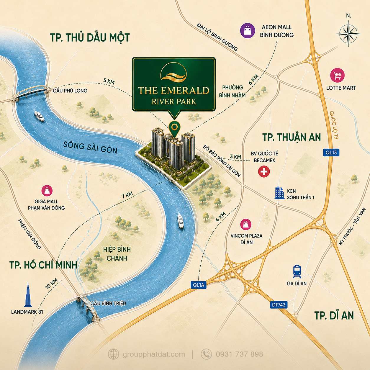 The Emerald River Park Ban do vi tri the emerald river park