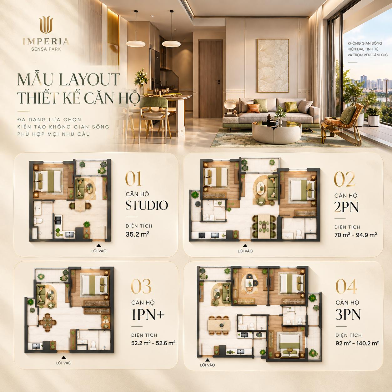 Layout thiết kế căn hộ Imperia Sensa Park Liên Phường